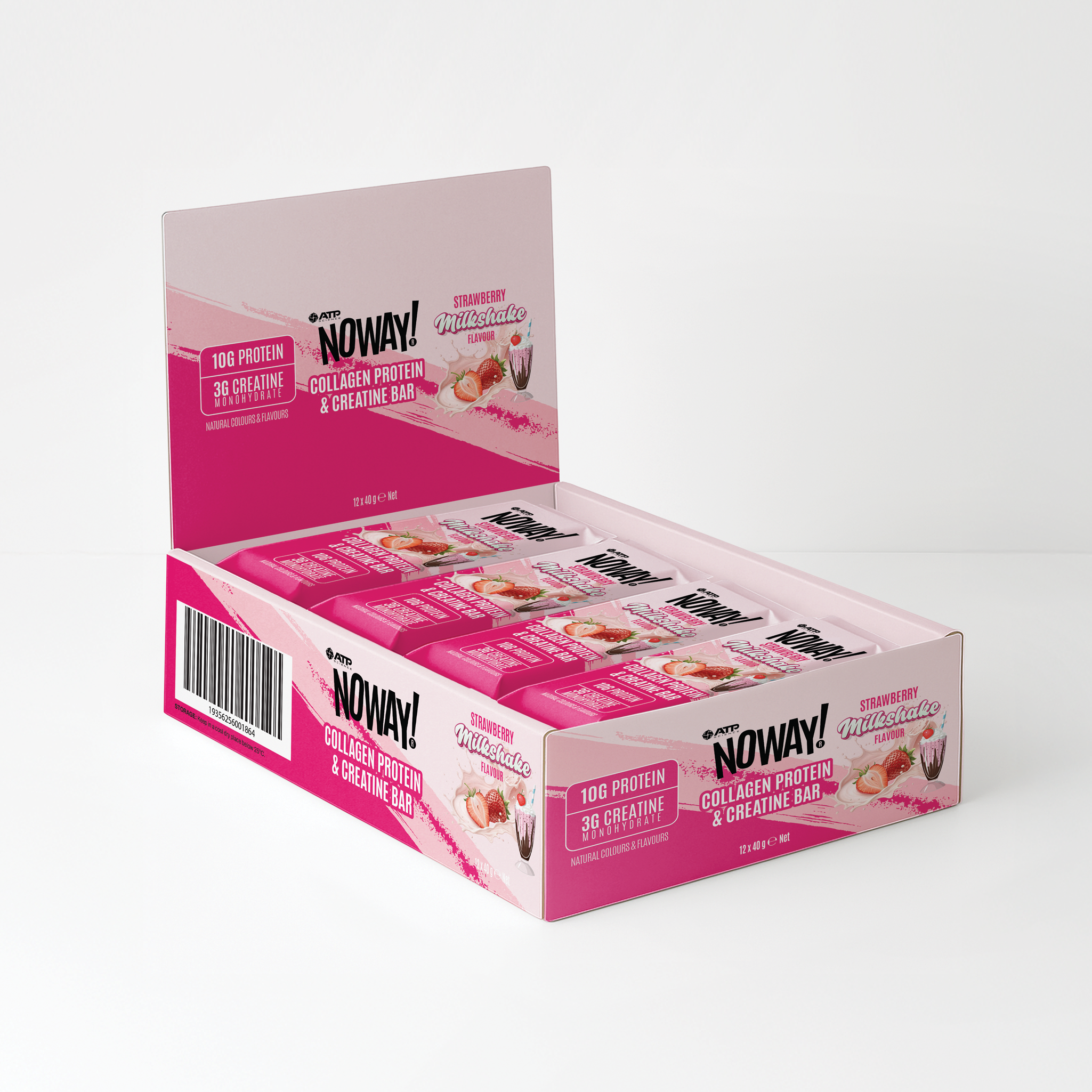 NOWAY!® Creatine Collagen Mallow Bar Box of 12 - Strawberry Milkshake