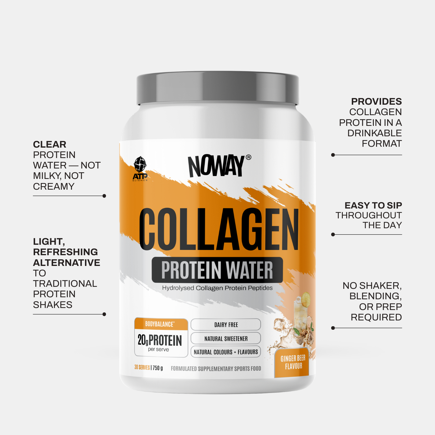 NOWAY!® Collagen Protein Water - Ginger Beer