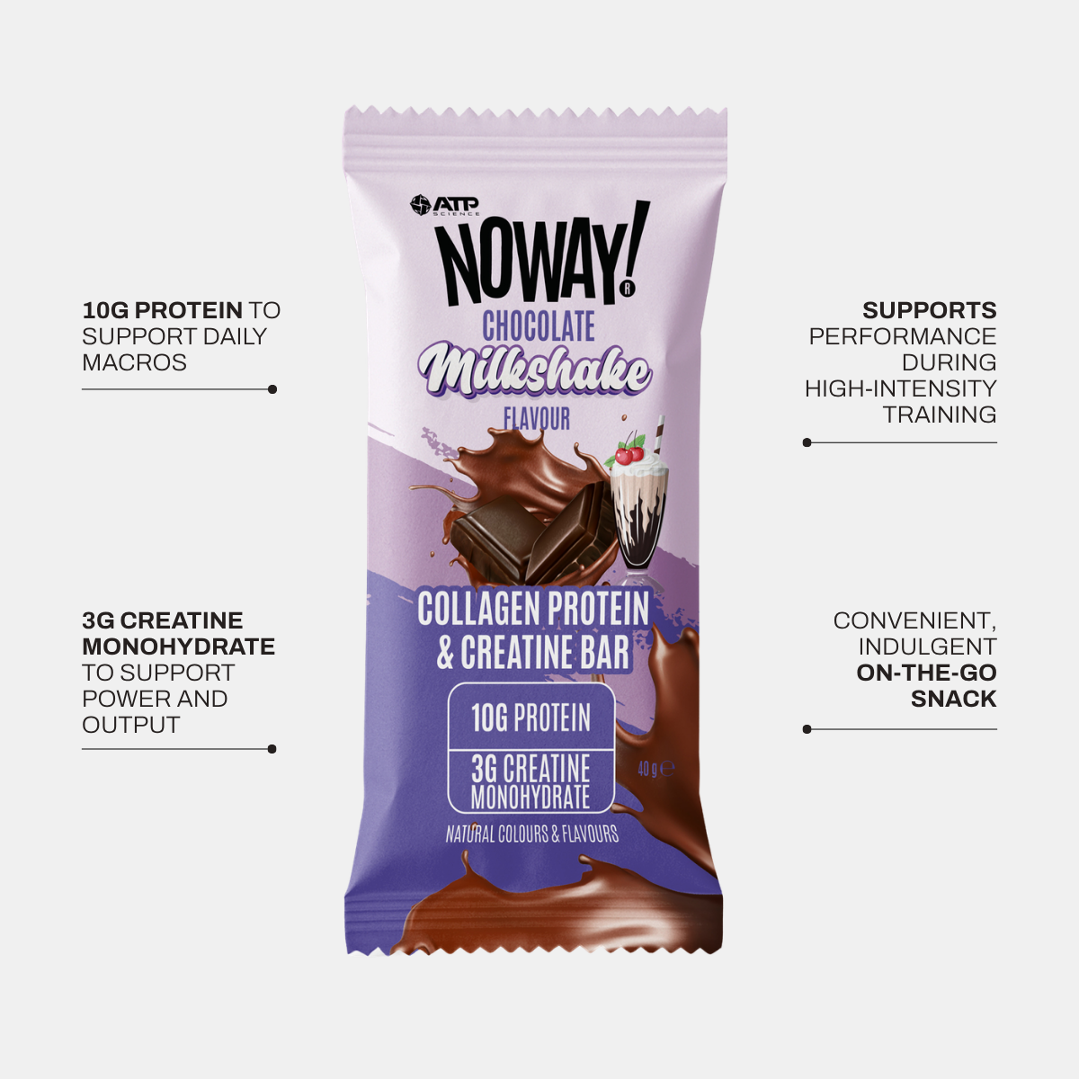 NOWAY!® Creatine Collagen Mallow Bar Box of 12 - Chocolate Milkshake